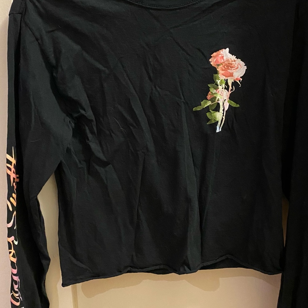 Taylor Swift Black Long Sleeve Top with Floral Design